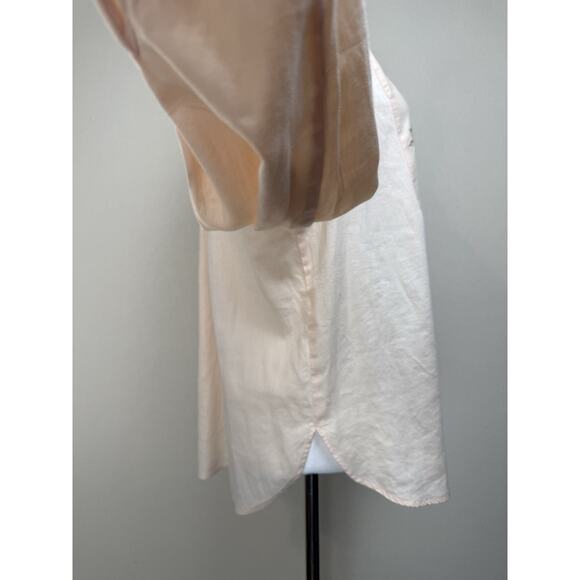 Loft Women’s Blouse Top Tunic M Pale Peach Long Sleeve Crochet Embroidered - Picture 6 of 13